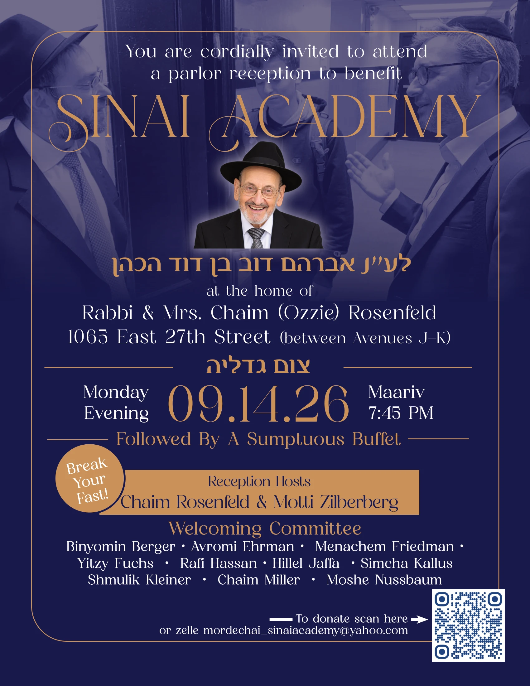 Sinai Academy Parlor Reception Flyer